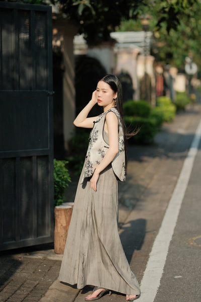 Silver-Gray New Chinese Vest