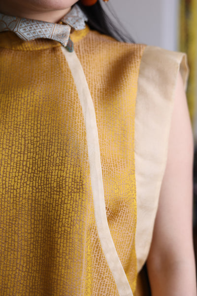 Yellow top + green long skirt