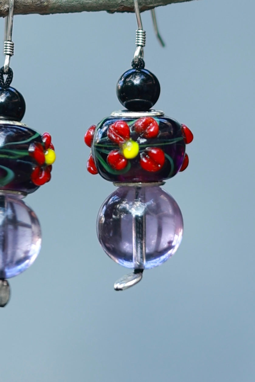 Purple Mist Glass Earrings