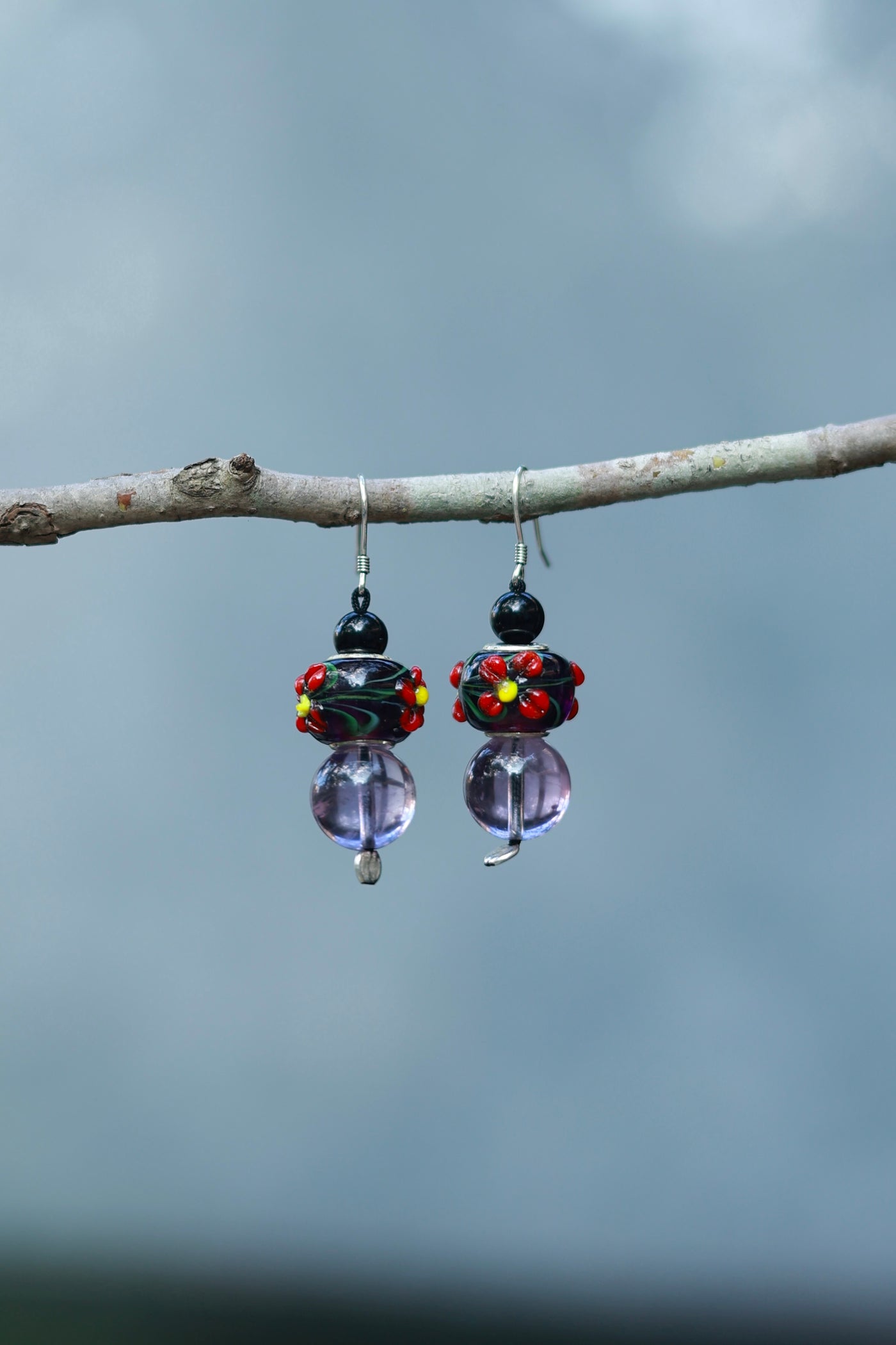 Purple Mist Glass Earrings