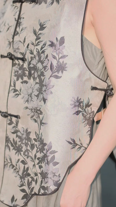 Silver-Gray New Chinese Vest
