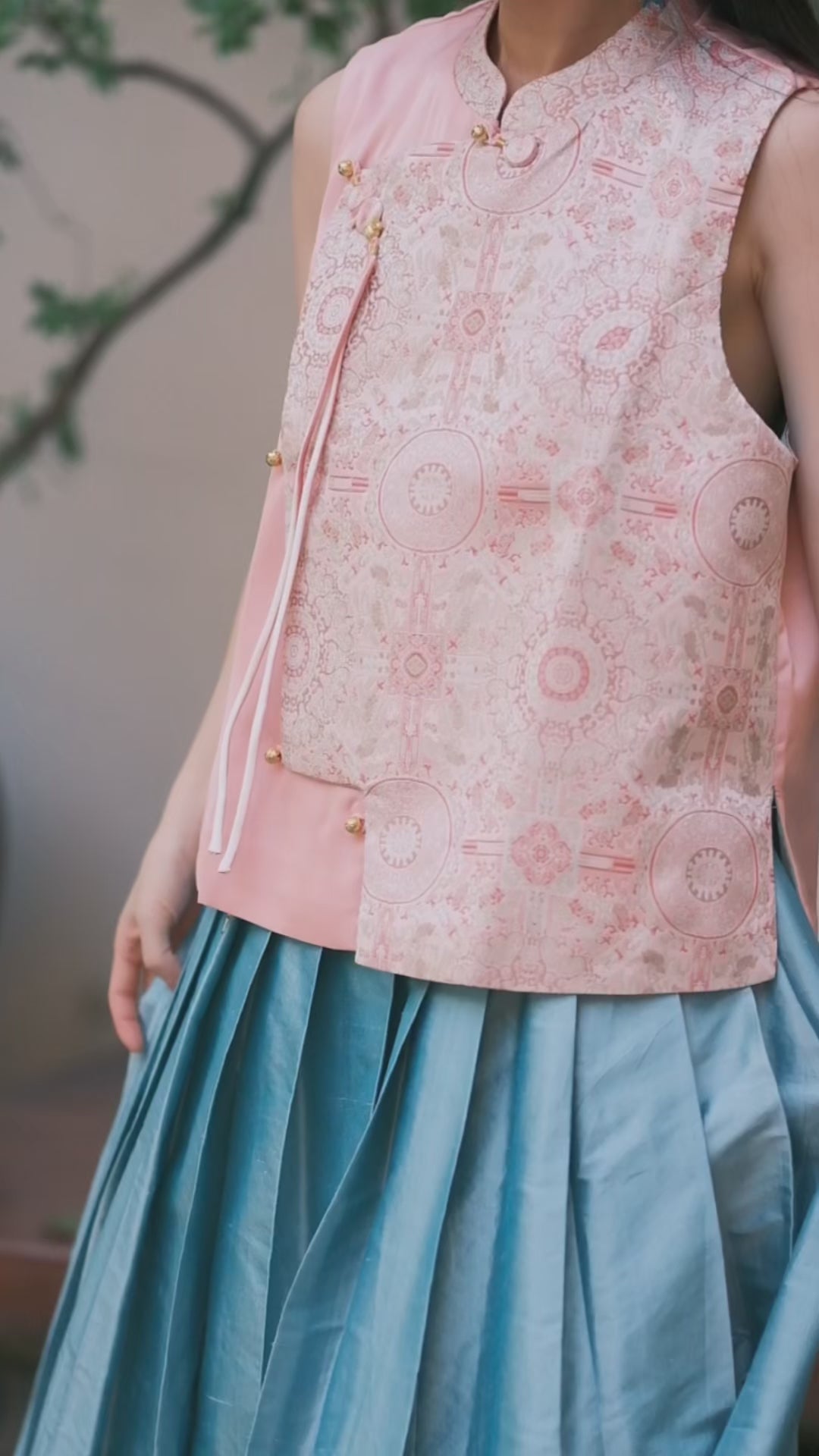 New Chinese-Style Pink Vest